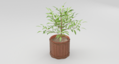 Green Plant in Ceramic Pot 3D Model