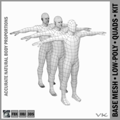 Male Low Poly Base Mesh in T-Pose 3D Model