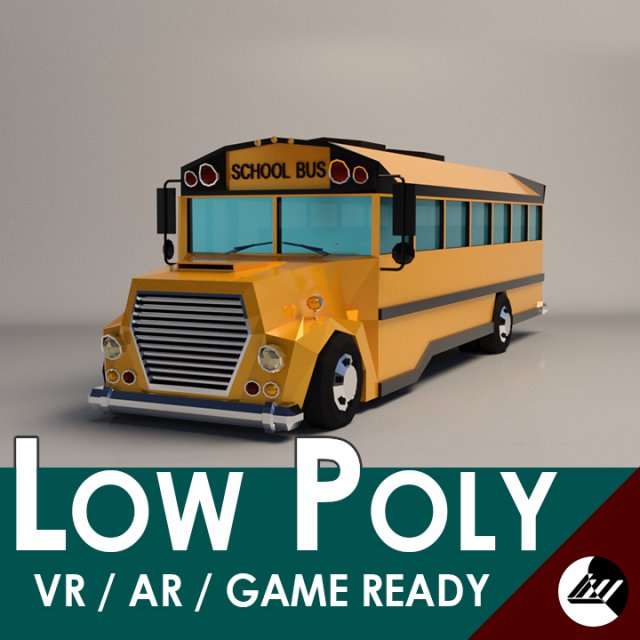 Low-Poly Cartoon School Bus 3D Model