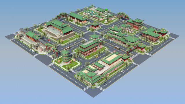 China town city block 3D Model