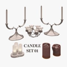 Candle Set 01 3D Model
