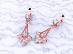 Pendant earrings with diamonds 3D Model