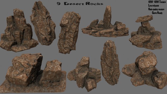 Desert rocks set 3D Model