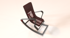 Designer Red Rocking Chair 3D Model