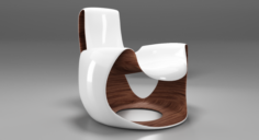 White Wooden Curved Chair 3D Model