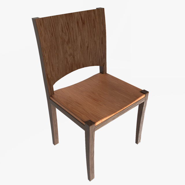 Modern Wood Dining Chairs 3D Model