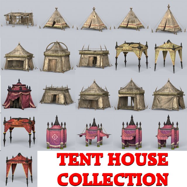 Game Ready Tent House Collection 3D Model