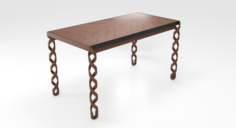 Wooden Dinner Table 3D Model