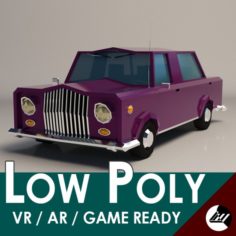Low-Poly Cartoon Limousine Car 3D Model
