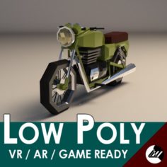 Low-Poly Cartoon Motorcycle 3D Model