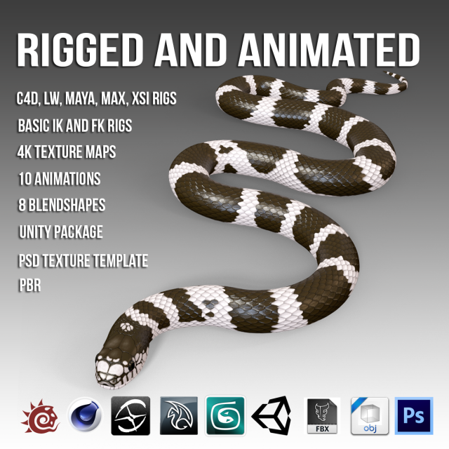 California King Snake 3D Model 