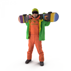 Snowborder Standing 3D Model