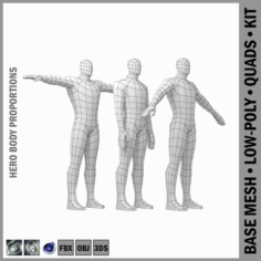 base mesh---man t-pose 3D Model in Man 3DExport