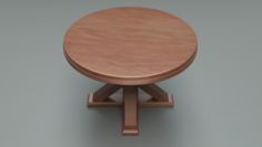 Wooden round table 3D Model