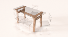Transparent Dining Table Set 3D Model