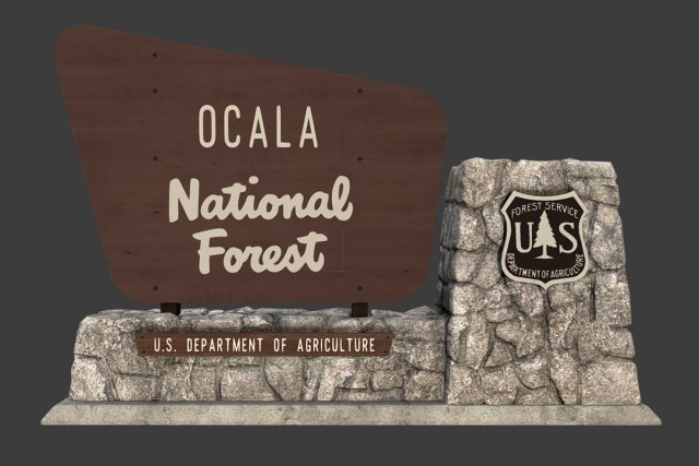 National Forest Stone Sign 3D Model