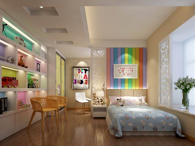 Family Children Bedroom Design full model 01 3D Model