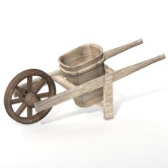 Wooden Wheelbarrow 3D Model