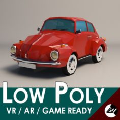 Low-Poly Cartoon VW Beetle 3D Model