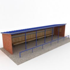 Baseball stadium dugout bench 3D Model