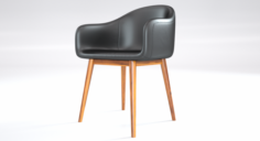Black Leather Loft Chair 3D Model