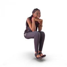 Black Business Woman Sitting 3D Model