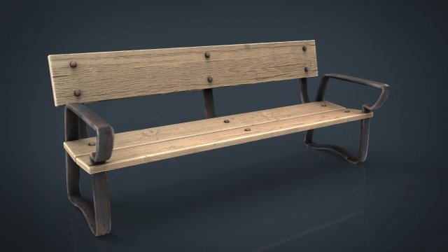 Wood Bench 3D Model