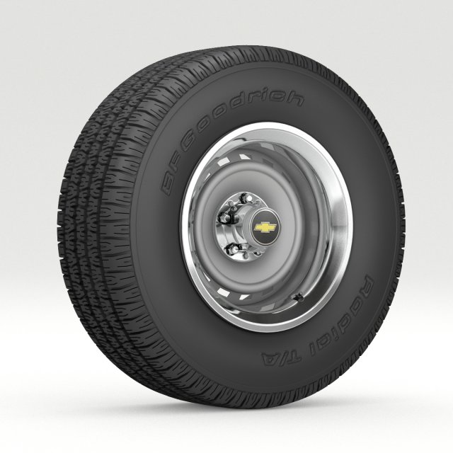 Vintage Chevrolet wheel and tire 8 3D Model