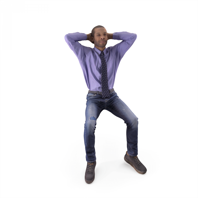 Casual Blackman Sitting 3D Model