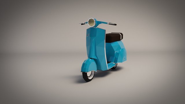 Low-Poly Cartoon Vespa Scooter 3D Model
