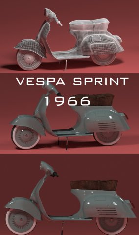 Scooter Vespa sprint 1966 3D Model