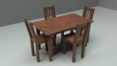 Wooden dinner table 3D Model