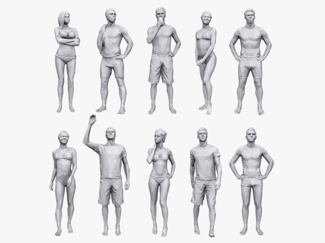 Lowpoly People Vacation Pack 3D Model