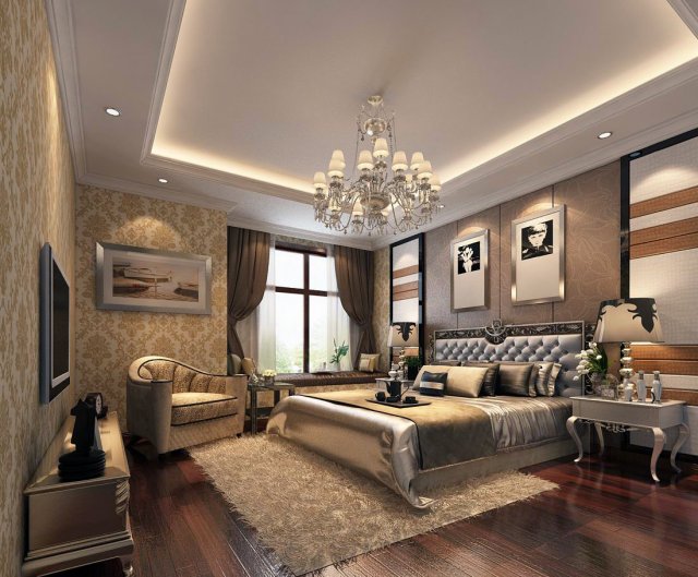 Luxury stylish interior master Bedroom – 55 3D Model