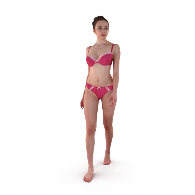 Girl Walking In Underwear 3D Model