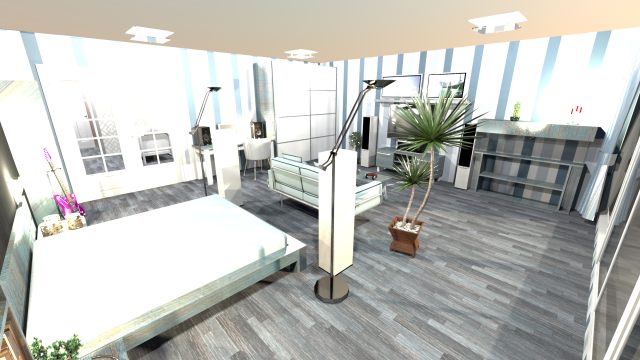 Apartment 2 roomsseparate bedroom living room with kitchen bathroom 3D Model