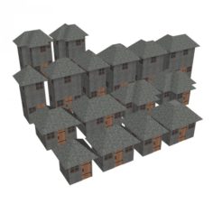Modular Brick House Set 3D Model