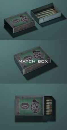 Match Box with Match sticks 3D Model