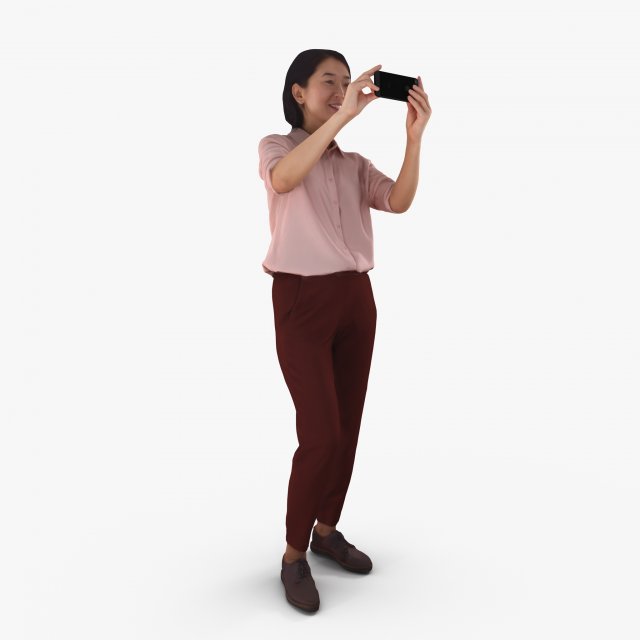 City Girl Take Photo 3D Model