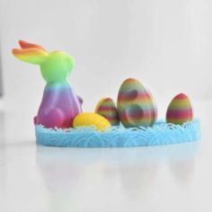 Easter Bunny and Eggs 3D Print Model