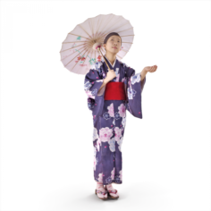 Japanese Girl Umbrella 3D Model
