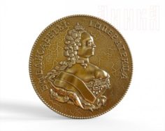 Coin of the times of the Russian Empress Elizabeth the First 3D Model