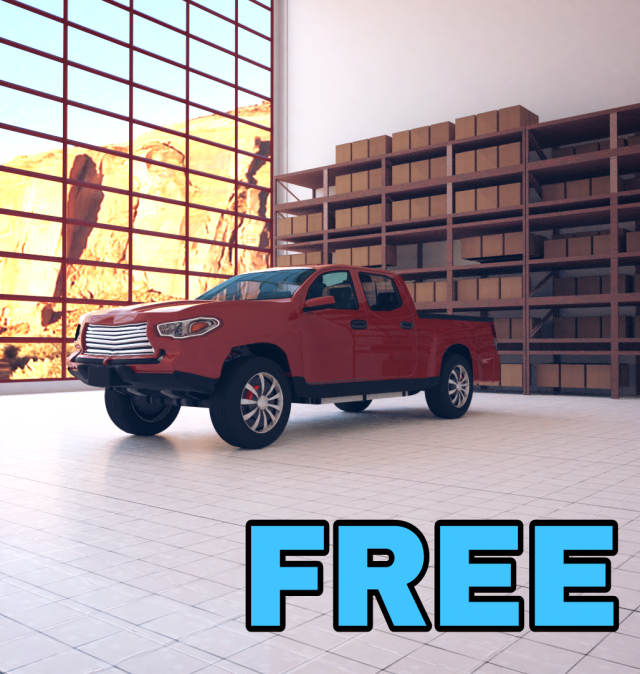 Red Pickup truck Free 3D Model