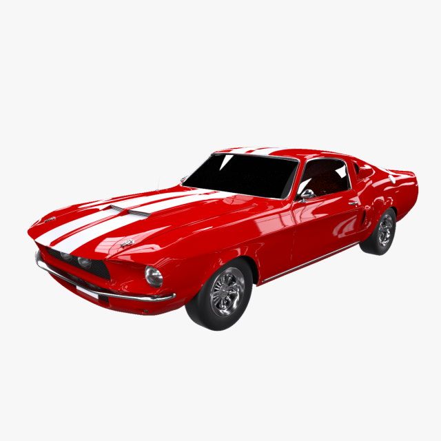 Mustang Red Car 3D Model