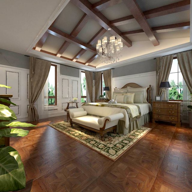 Luxury stylish interior master Bedroom – 85 3D Model