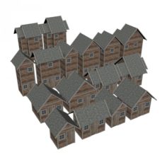 Modular Wood House Set 3D Model