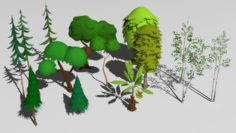 Cartoon trees 3D Model