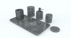 Black Marble Bathroom Accessories 3D Model