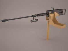 Machine Gun Browning m2hb Mounted 3D Model