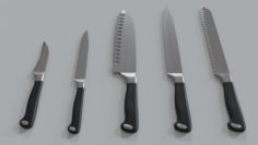 Set of kitchen knives 3D Model